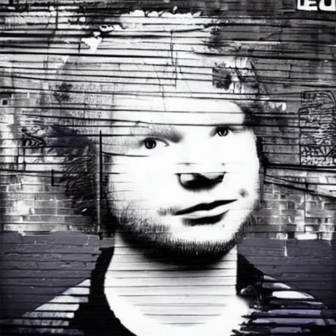 Ed Sheeran in the style of Banksy     5